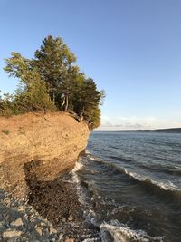 Scenic view of sea against clear sky