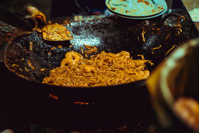 High angle view of food in kitchen