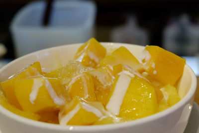 Close-up of noodles in bowl