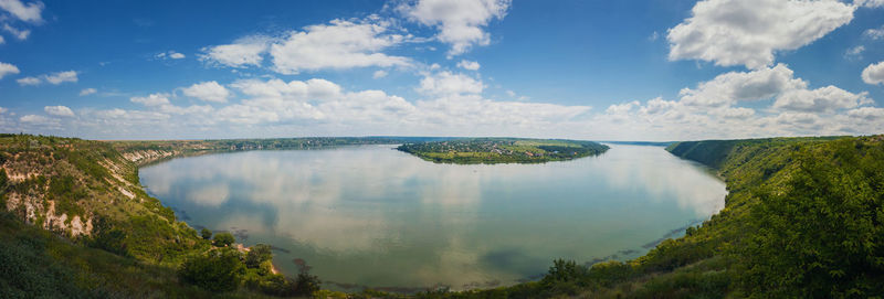 High angle, altitude view to the nistru river, near dubasari transnistria, moldova