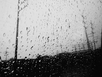 Full frame shot of raindrops on glass window