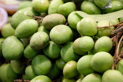 Full frame shot of green mango fruits