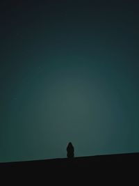 Silhouette person standing on field against sky at night