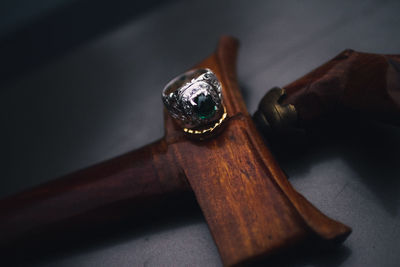 High angle view of eyeglasses on table