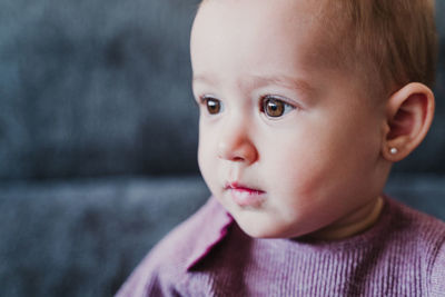Cute baby girl at home