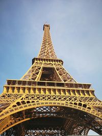 Low angle view of eiffel tower against sky