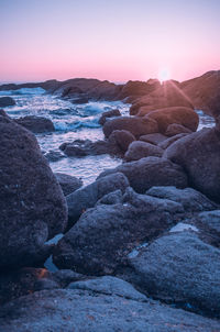 Scenic view of sea against sky during sunset