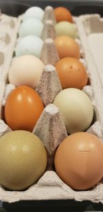 High angle view of eggs in container