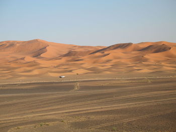 Scenic view of desert against clear sky