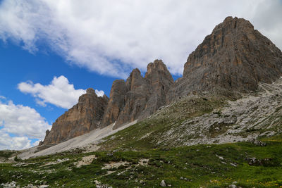 Scenic view of rocky mountains against sky