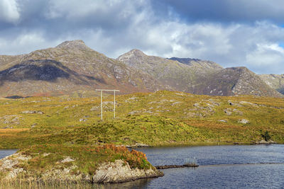 Landscape with lake from pines island viewpoint in galway county, ireland