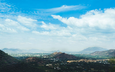 Scenic view of mountains against sky