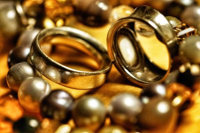 Close-up of rings and pearls