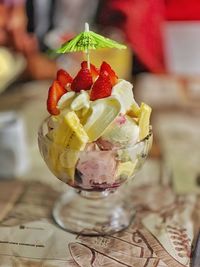 Close-up of dessert on table