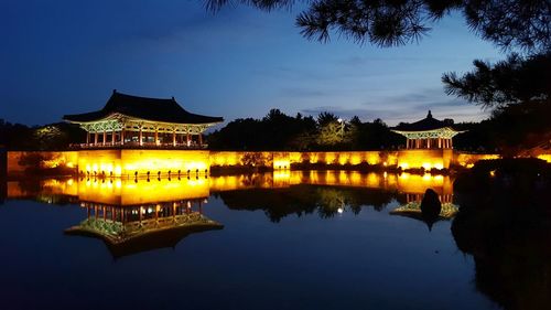 Illuminated building at night