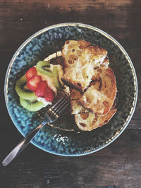 High angle view of breakfast served in plate