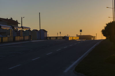 View of city street against clear sky