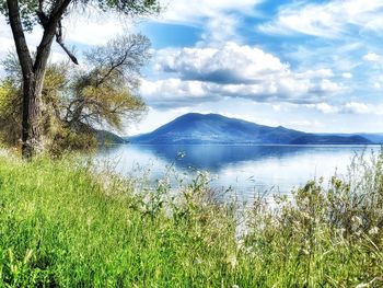 Scenic view of lake against sky