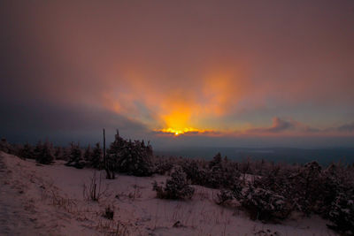 Scenic view of landscape at sunset