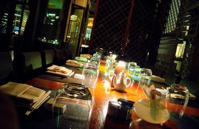 Food on table at night