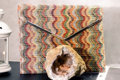 High angle view of painting on table