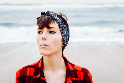 Portrait of teenage girl at beach