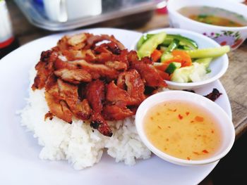 Close-up of meal served in plate