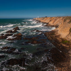 Scenic view of sea against clear sky