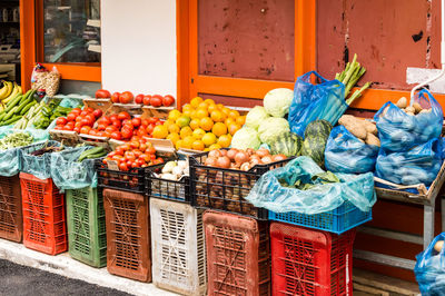 Various fruits for sale at market stall