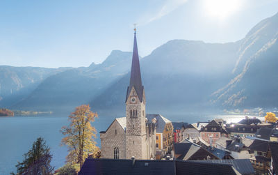 Autumn view of hallstatt village, hallstatt, austria