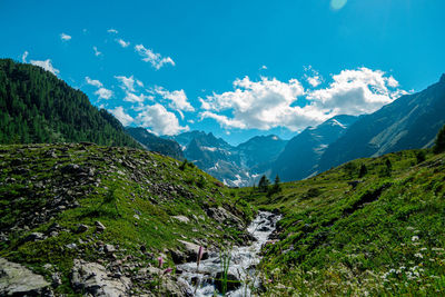 Scenic view of mountains against sky