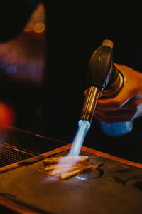 Close-up of smoke on table