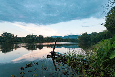 Scenic view of lake against sky