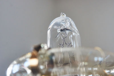 Close-up of christmas decoration on glass table