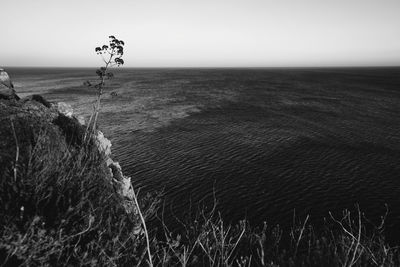 Scenic view of sea against clear sky