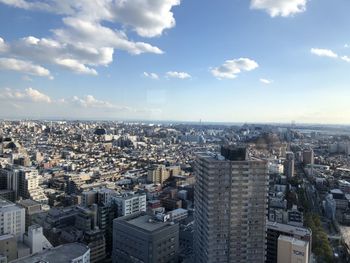 High angle view of townscape against sky