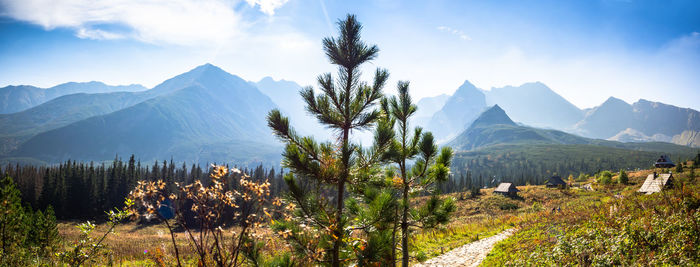 Panoramic view of landscape and mountains against sky