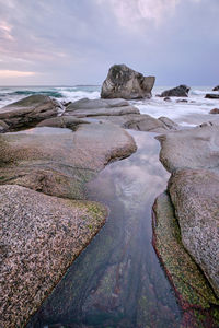 Utakliev beach of fjord in norway