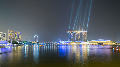 Illuminated city at night