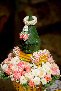 Close-up of cake with flowers