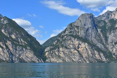 Scenic view of sea and mountains