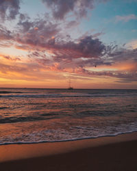 Scenic view of sea against sky during sunset