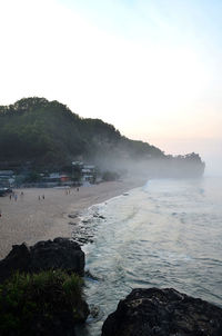 Scenic view of sea against clear sky