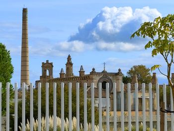 Panoramic view of historical building against cloudy sky