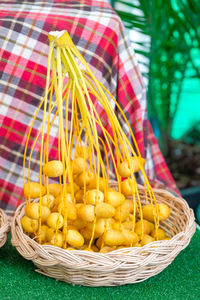 Close-up of candies in basket