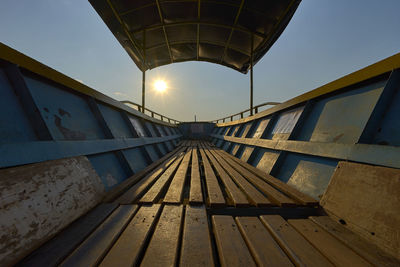 Low angle view of railway bridge against sky