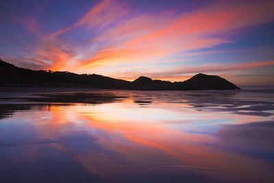 Scenic view of sea against sky during sunset