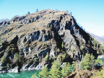 Low angle view of mountain against clear sky