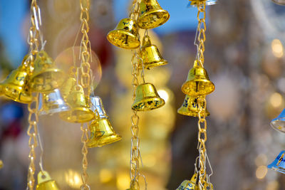 Close-up of decoration hanging at market stall