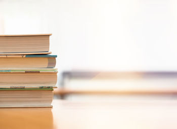 Close-up of books on table